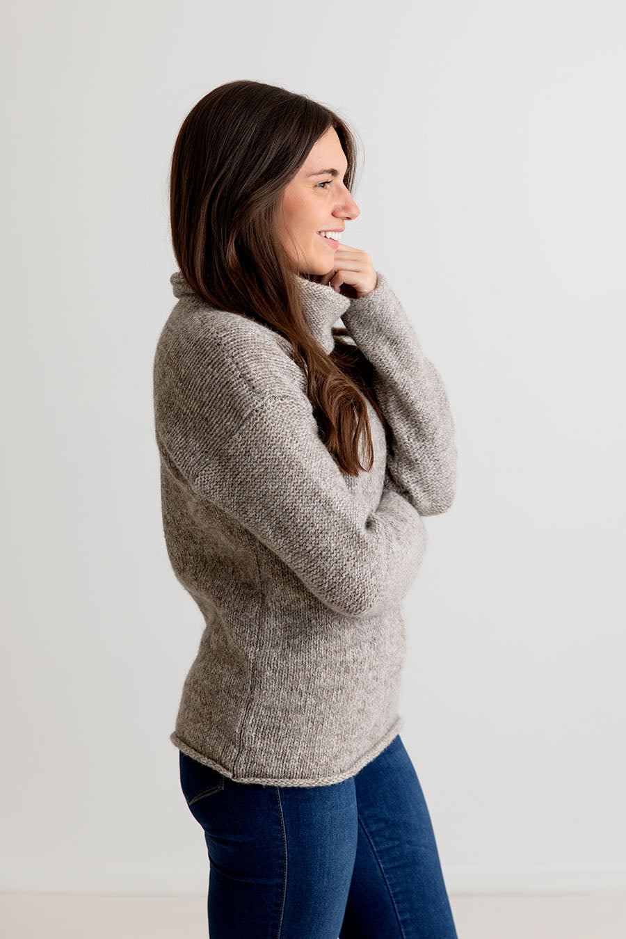 ladies chunky cowl neck jumper sweater natural undyed scottish wool