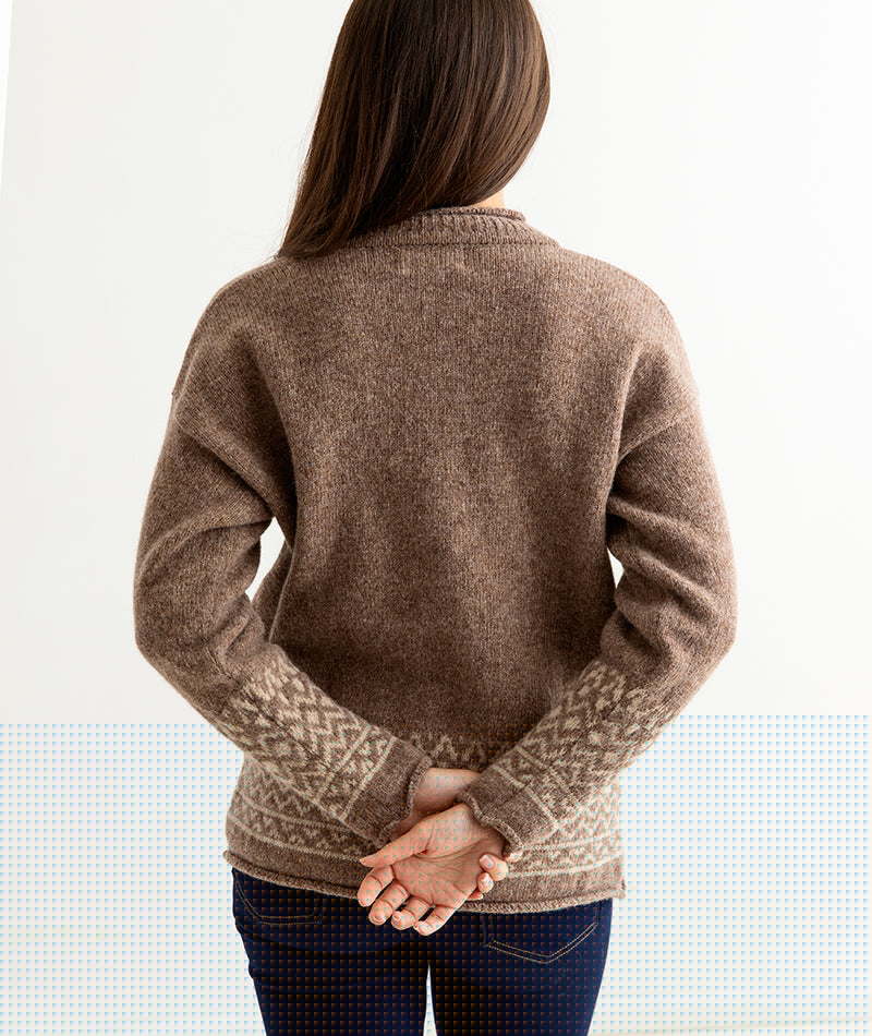 womens brown fair isle jumper sweater shetland wool braemar back