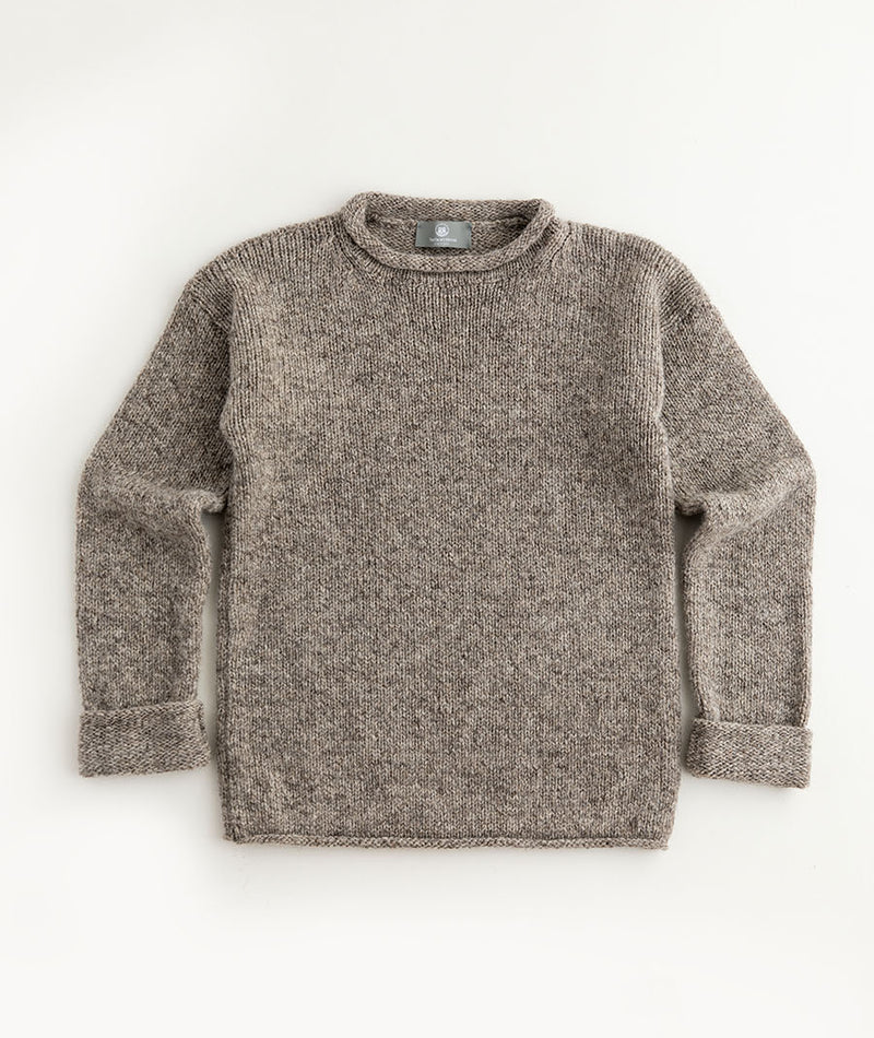 womens chunky wool natural brown jumper sweater cuffed undyed pebble
