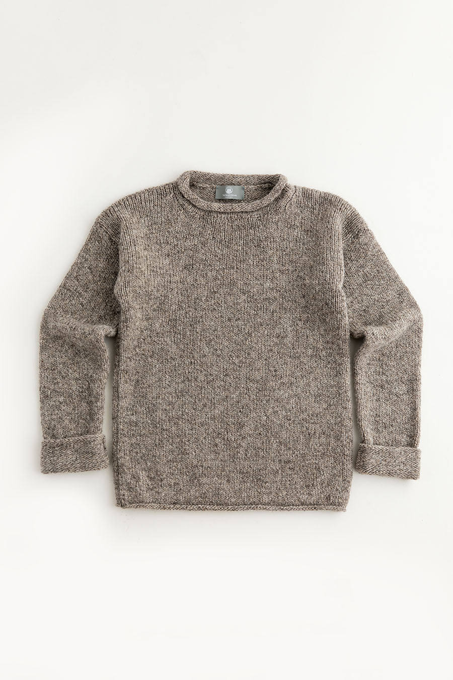 womens chunky wool natural brown jumper sweater cuffed undyed pebble