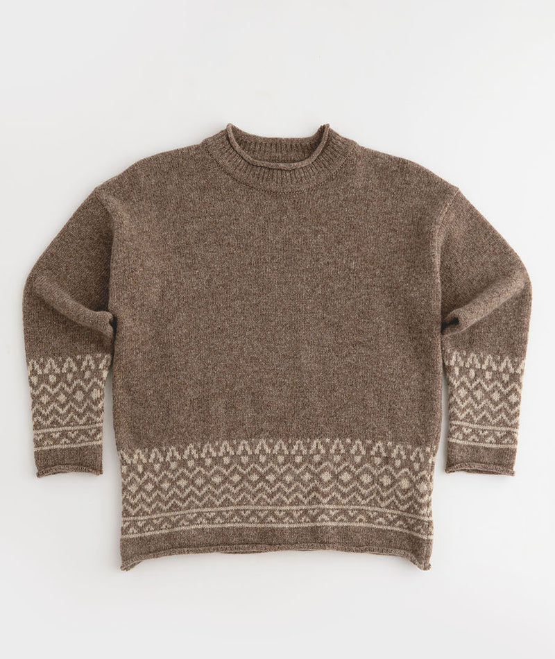 womens fair isle jumper sweater relaxed braemar brown