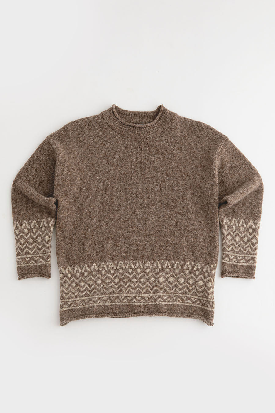 womens fair isle jumper sweater relaxed braemar brown