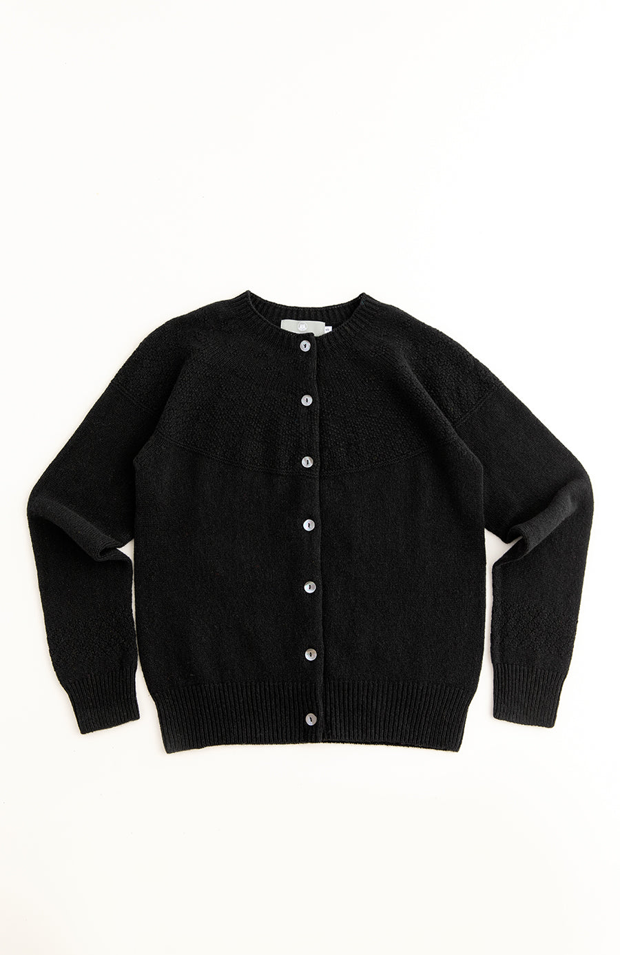 womens gansey cardigan black lambs wool