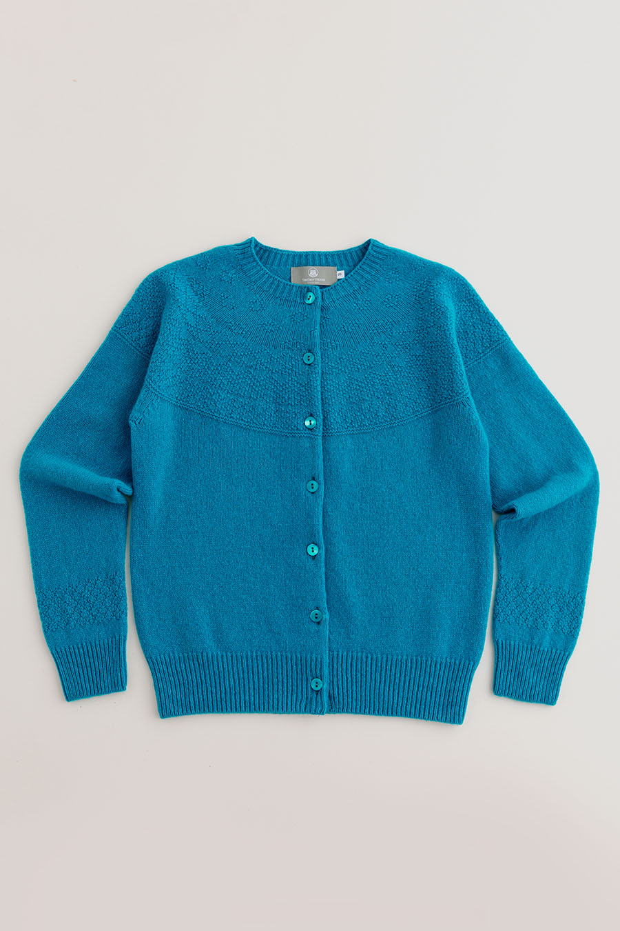 womens turquoise gansey cardigan lambs wool