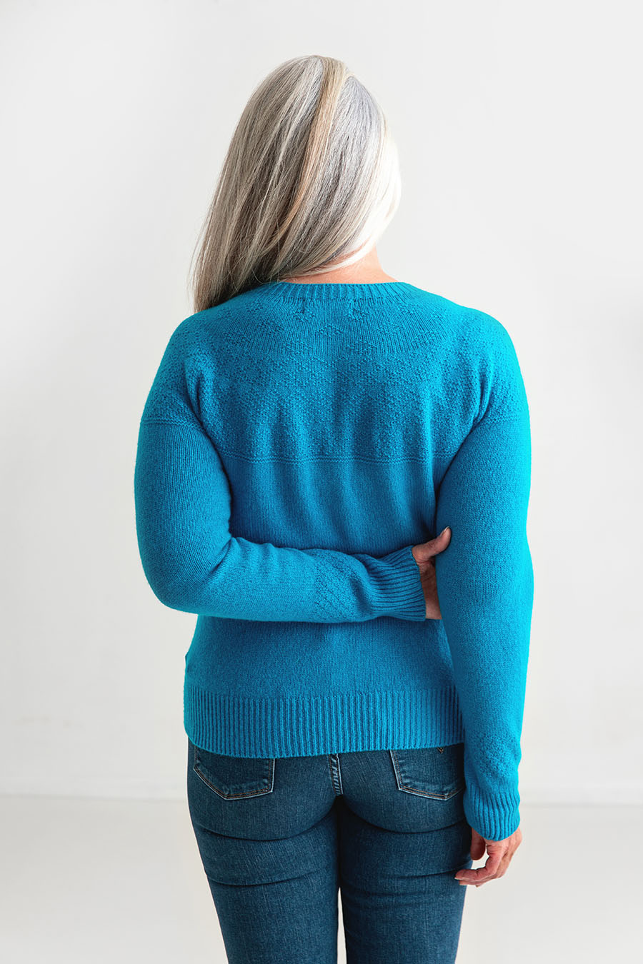womens blue turquoise gansey guernsey cardigan